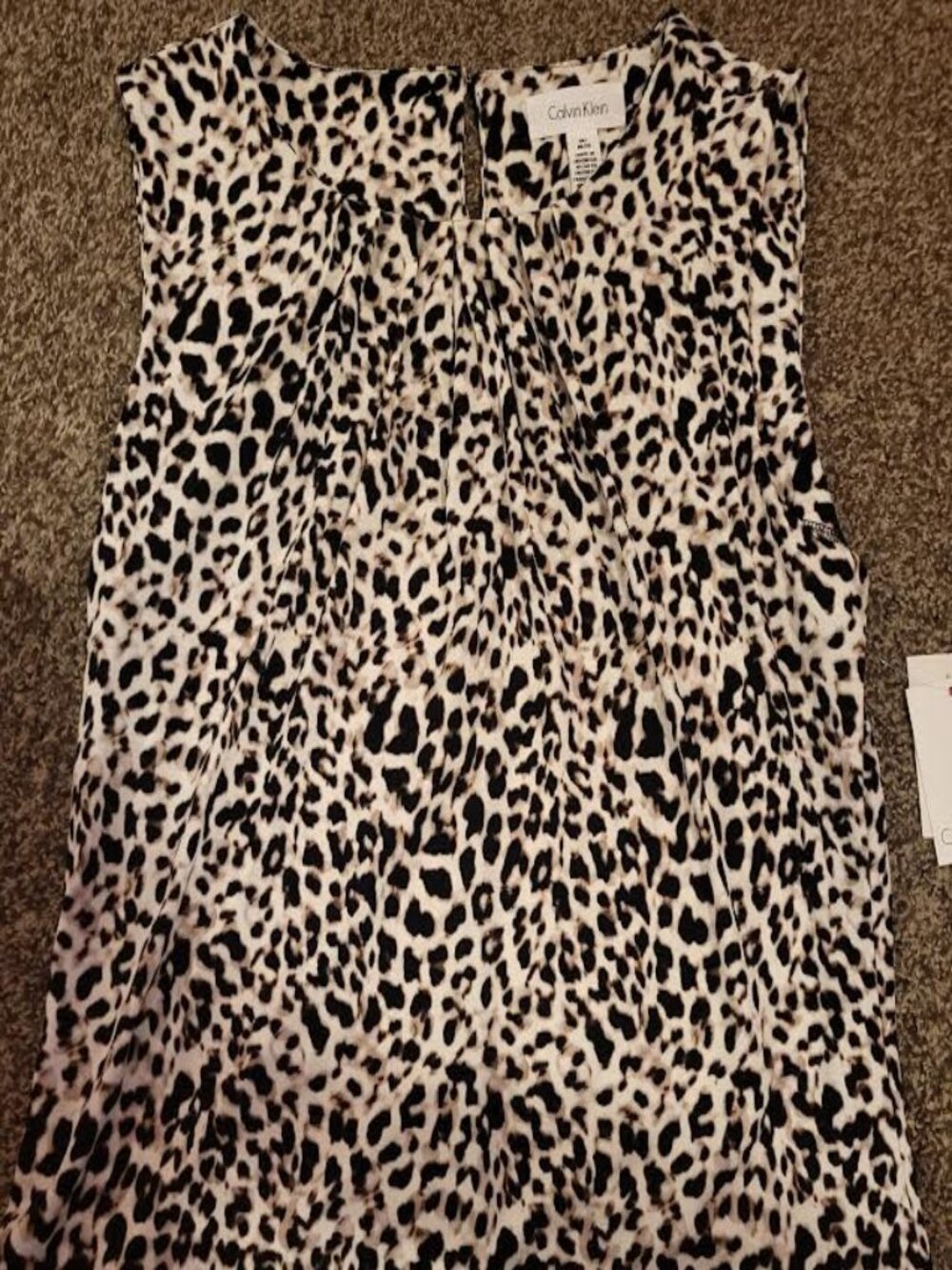 Womens Calvin Klein Leopard Print Sleeveless Blouse Size M